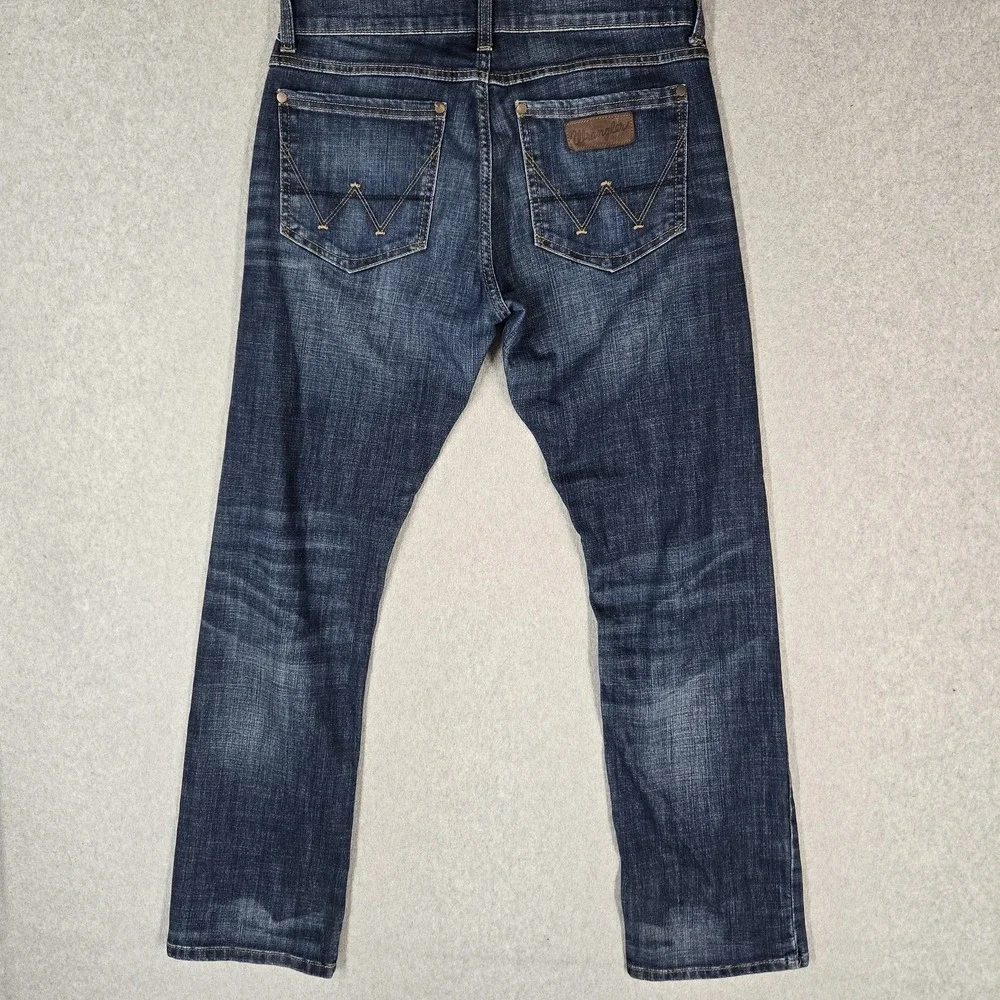 Wrangler Men Jeans Blue Denim Retro Slim Straight Western 32